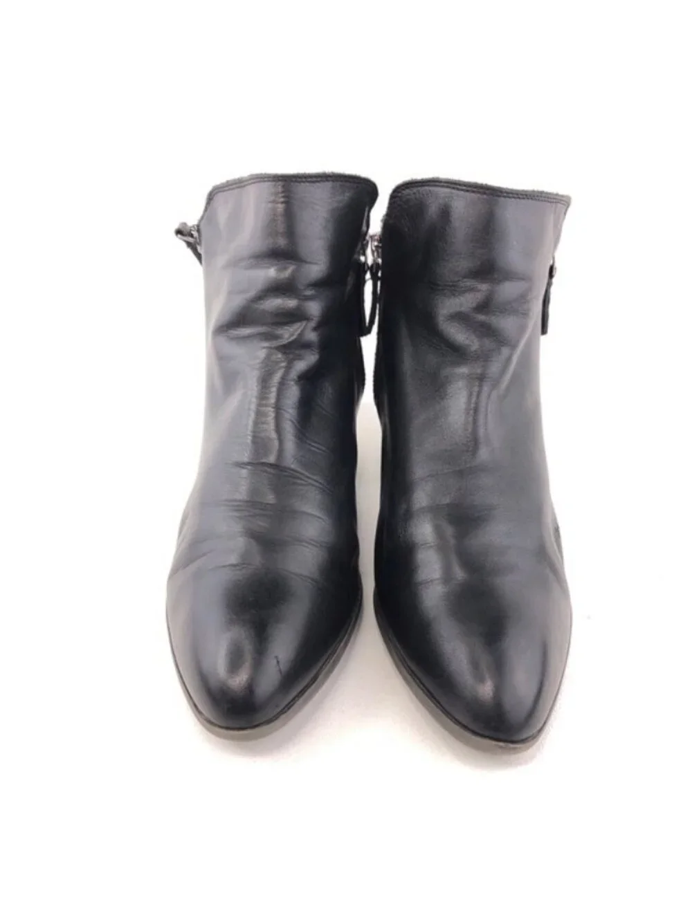 Frye Judith Black Leather Zip Ankle Boots 9.5 M
